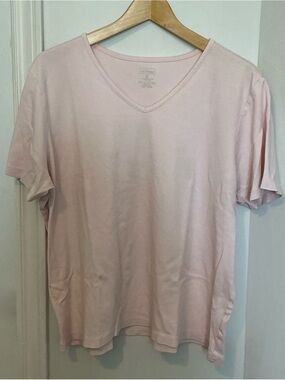 Light Pink LLBean Supima Cotton V-Neck T-Shirt Size 2X